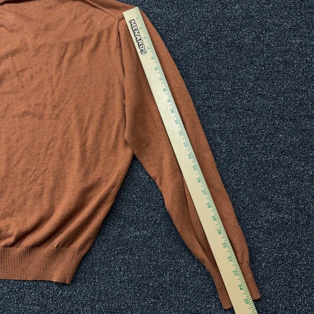 Jos A Bank Signature Collection Mens Rust Brown Pima Cotton V-Neck Sweater M